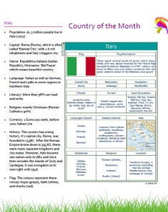 Country of the month information